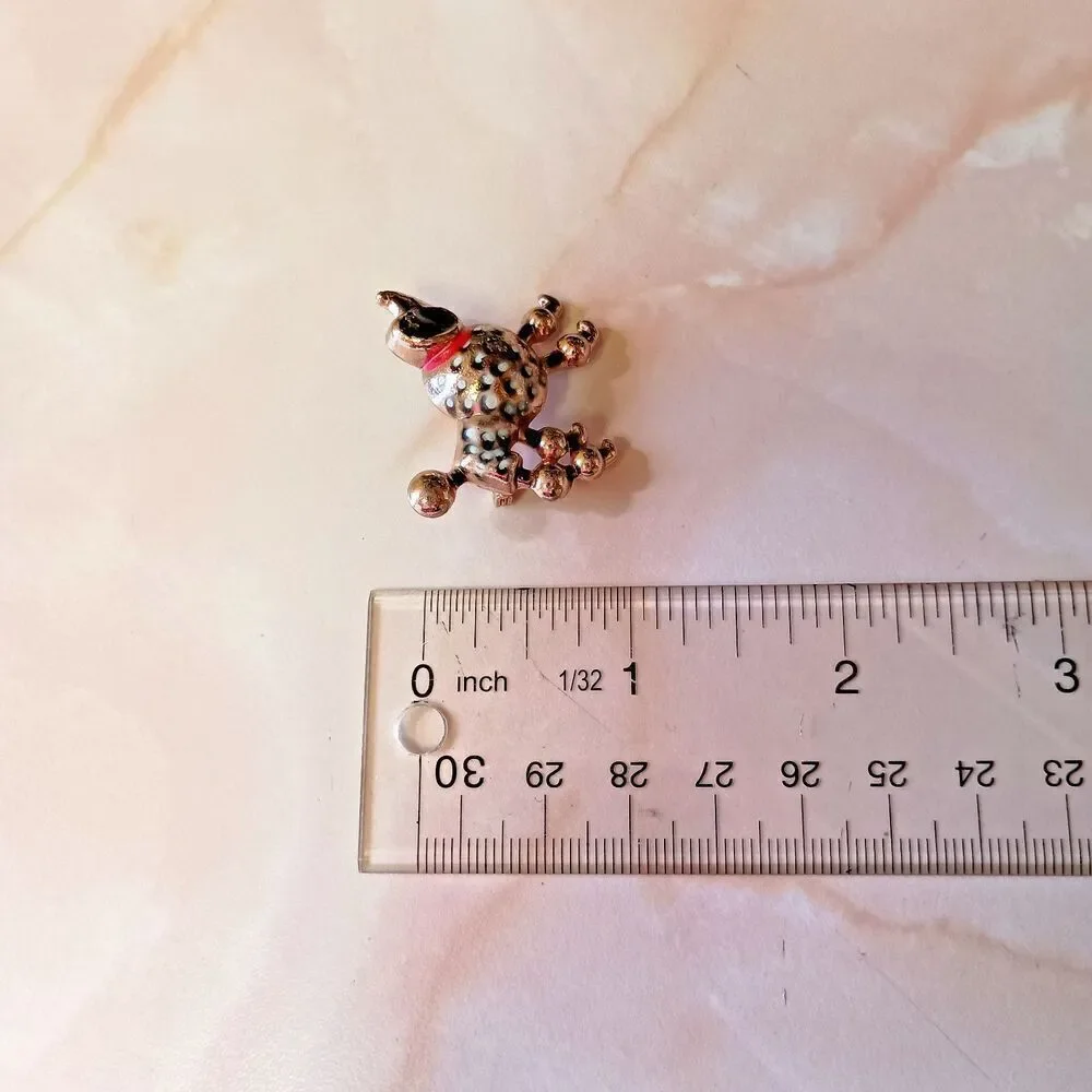 Dog Poodle Vintage Goldtone Brooch Pin 1950s Unsigned Jewelry Pets